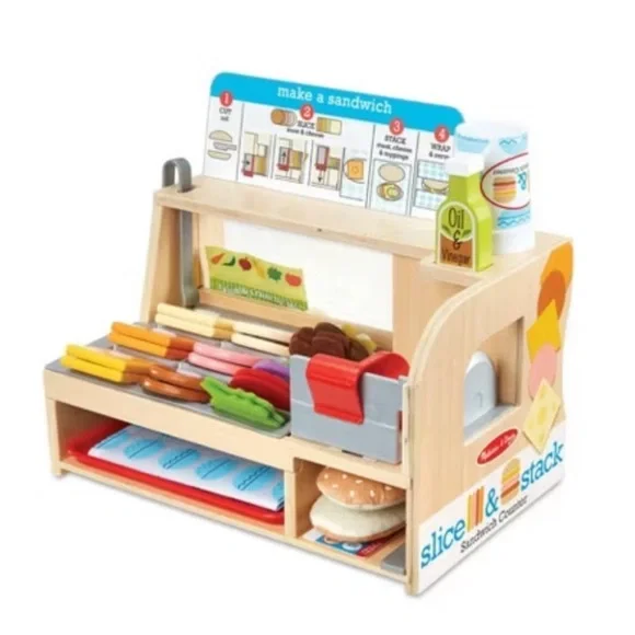 Melissa & Doug Wooden Slice & Stack Sandwich Counter Deli Play Set *NEW* - Picture 4 of 6